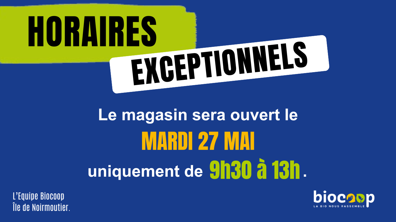 Fermeture exceptionnelle Mai